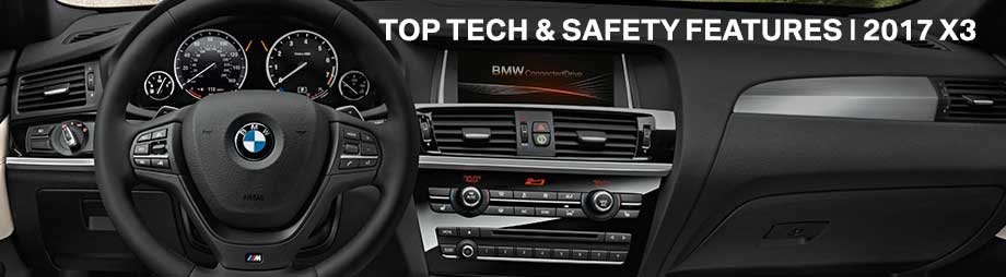 Safety features and interior of the 2017 X3 - available at Capital BMW in Tallahassee near Marianna 