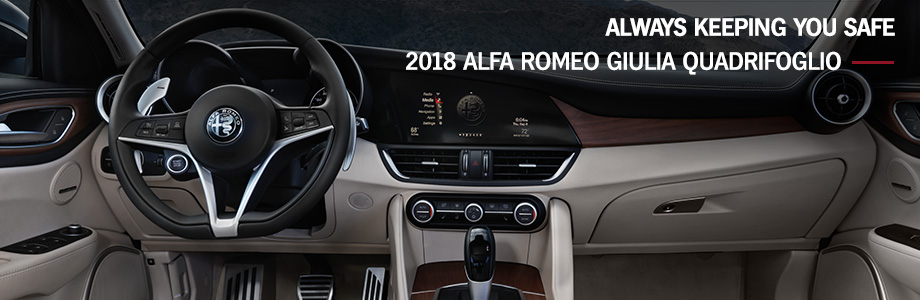 Safety features and interior of the 2018 Giulia Quadrifoglio - available at Crown AlfaRomeo of Dublin near Columbus and Delaware, OH