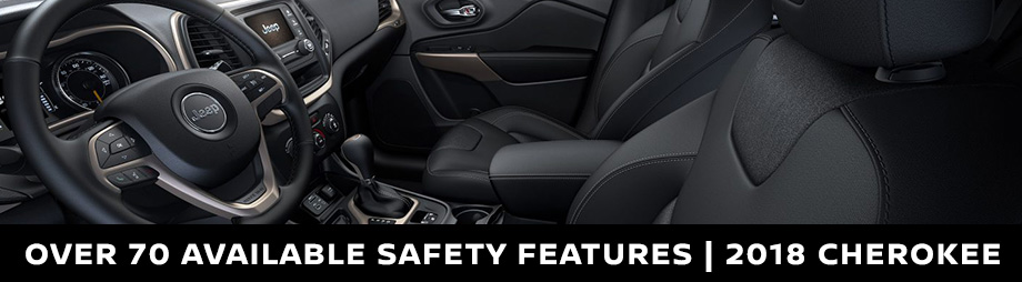 Safety features and interior of the 2018 Jeep Cherokee - available at Crown Chrysler Dodge Jeep RAM of Dublin near Delaware and Dublin, OH