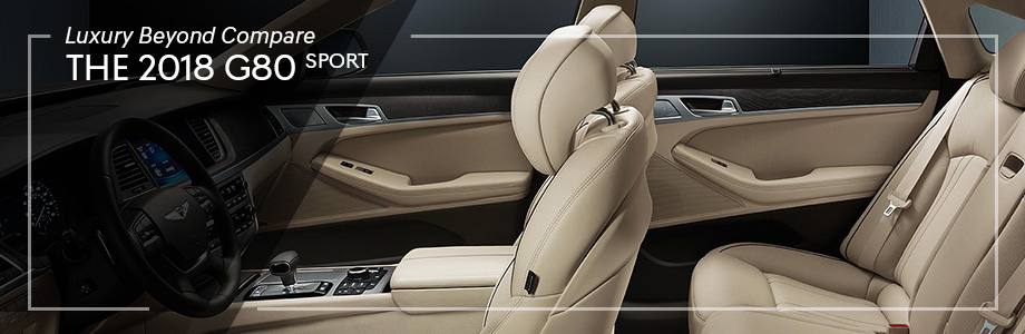 Safety features and interior of the 2018 G80 Sport - available at Crown Genesis near Clearwater and Tampa