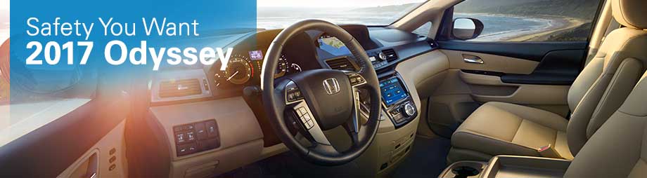 Safety features and interior of the 2017 Odyssey - available at Crown Honda near St. Petersburg and Tampa