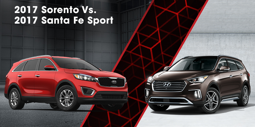 The 2017 Sorento and the 2017 Santa Fe Sport in Dublin, OH