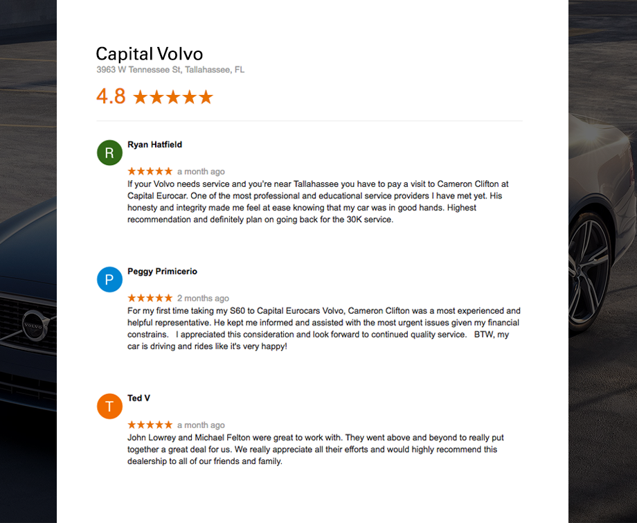 Our Google Review Scorecard Capital Volvo Cars